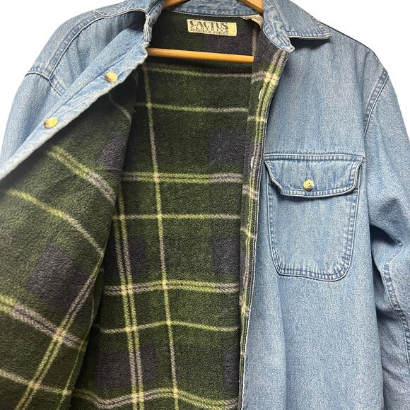 Vintage Cactus Soft Denim Shirt Jacket Fleece Lined Size Medium Mens Cotton - Picture 6 of 6